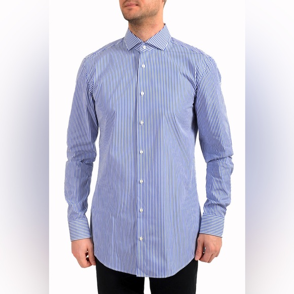 Hugo Boss Other - PRE-OWNED - HUGO BOSS MEN'S MULTI-COLOR SLIM FIT STRIPED LONG SLEEVE DRESS SHIRT